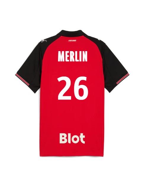Moški Nogometna dresi replika Stade Rennais Quentin Merlin #26 Domači 2025-26 Kratek rokav Moški Nogometna dresi replika Stade Rennais Quentin Merlin #26 Domači 2025-26 Kratek rokav